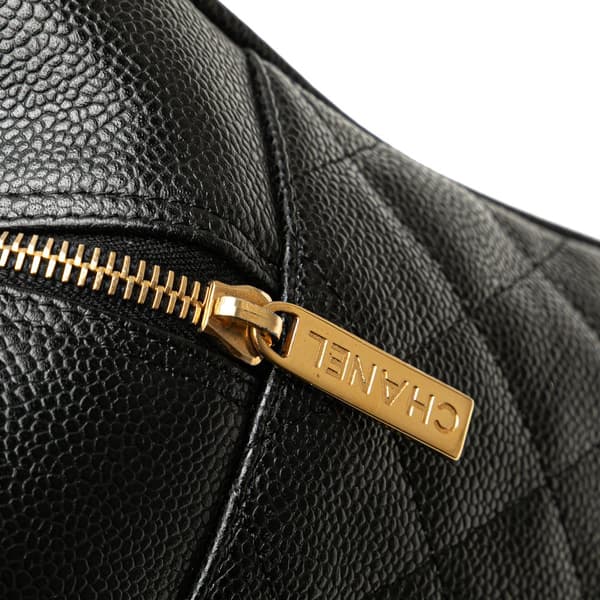 Pre-owned Chanel CC Quilted Caviar Bowling Bag Black