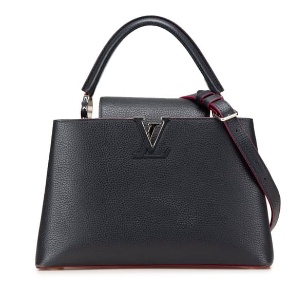 Pre-owned Louis Vuitton Taurillon Capucines PM Blue