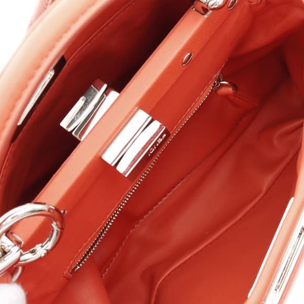 Pre-owned Fendi Mini Bicolor Nappa Waves Peekaboo Iconic Satchel Orange
