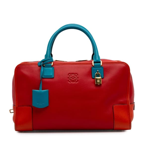 Pre-owned LOEWE Limited Edition Tricolor Leather Amazona 36 Red