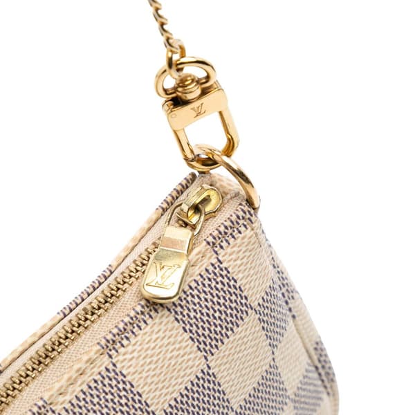 Pre-owned Louis Vuitton Damier Azur Mini Pochette Accessoires White