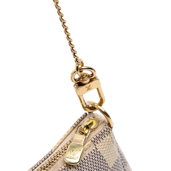 Pre-owned Louis Vuitton Damier Azur Mini Pochette Accessoires White