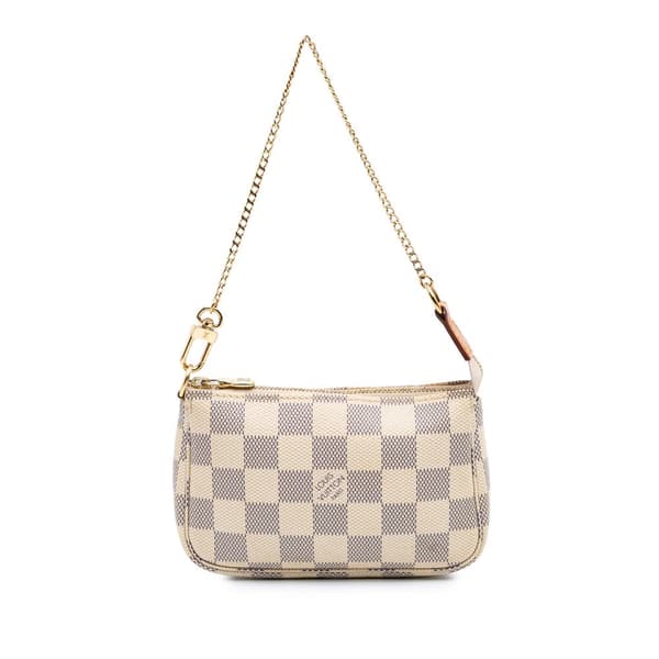 Pre-owned Louis Vuitton Damier Azur Mini Pochette Accessoires White