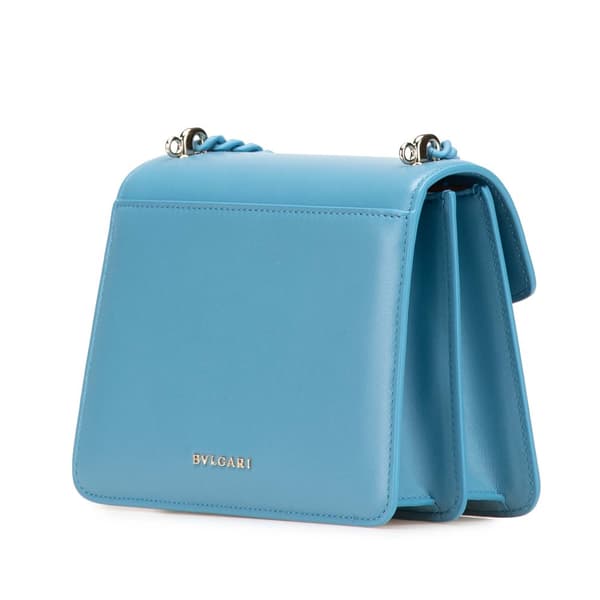 Pre-owned Bvlgari Leather Serpenti Forever Maxi Chain Top Handle Bag Blue