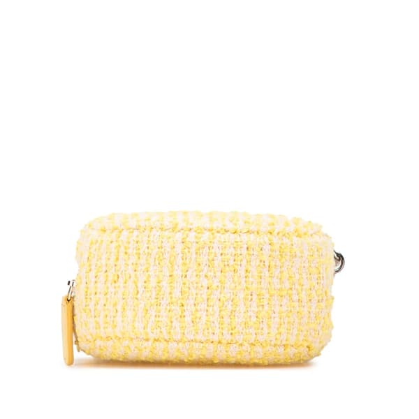 Pre-owned Chanel Tweed 19 Round Clutch with Chain Yellow