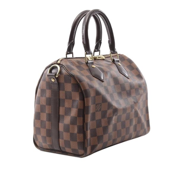 Pre-owned Louis Vuitton Damier Ebene Speedy Bandouliere 25 Brown