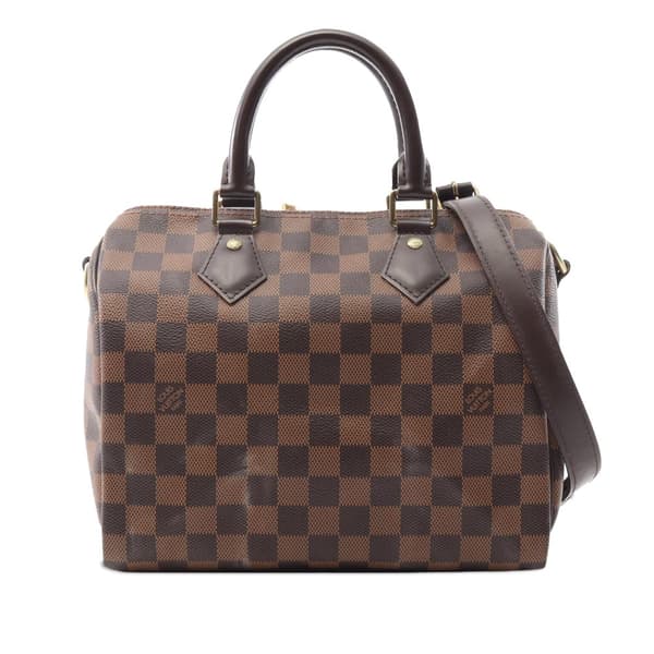 Pre-owned Louis Vuitton Damier Ebene Speedy Bandouliere 25 Brown
