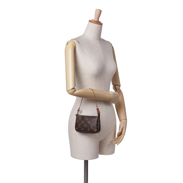 Pre-owned Louis Vuitton Monogram Mini Pochette Accessoires Brown