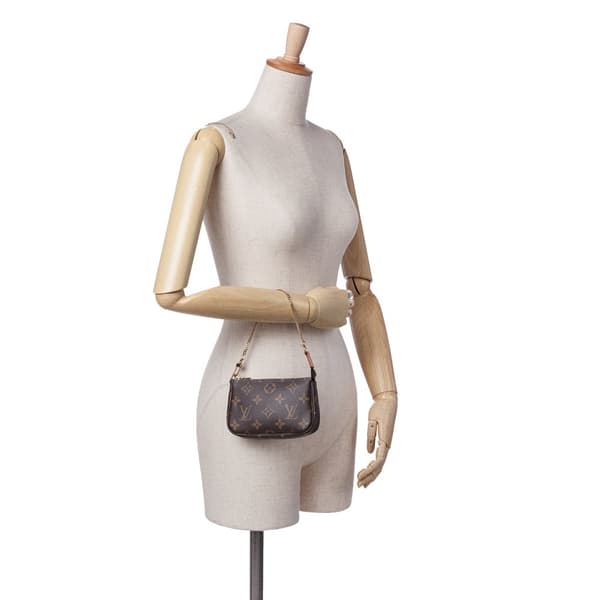 Pre-owned Louis Vuitton Monogram Mini Pochette Accessoires Brown