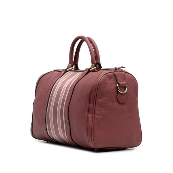 Pre-owned Gucci Calfskin Web Joy Boston Bag Pink