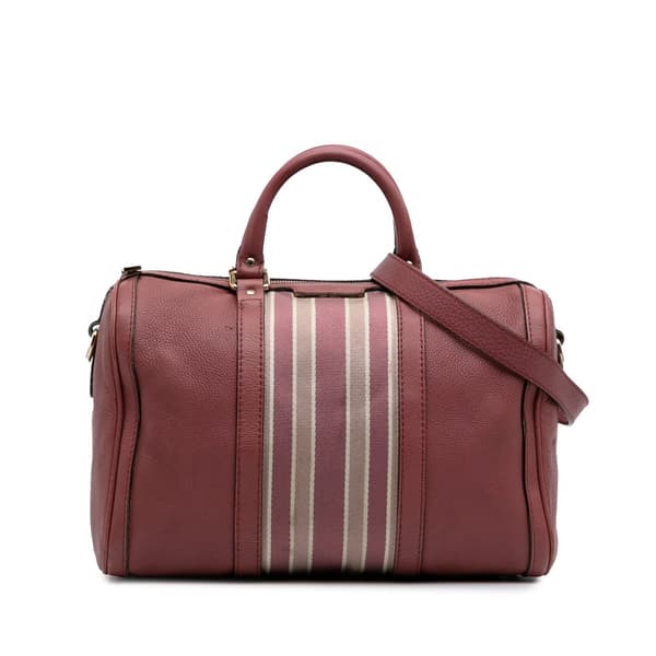 Pre-owned Gucci Calfskin Web Joy Boston Bag Pink