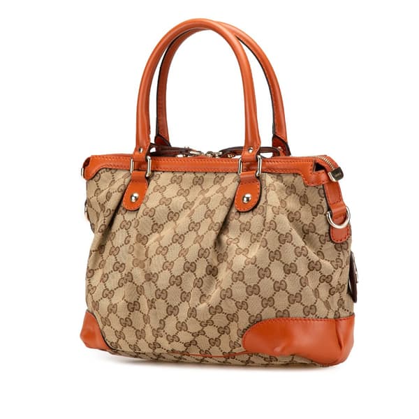 Pre-owned Gucci GG Canvas Sukey Satchel Brown