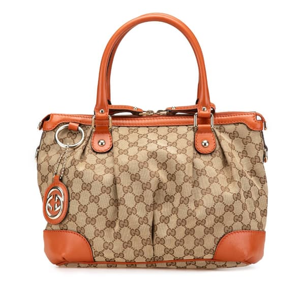 Pre-owned Gucci GG Canvas Sukey Satchel Brown