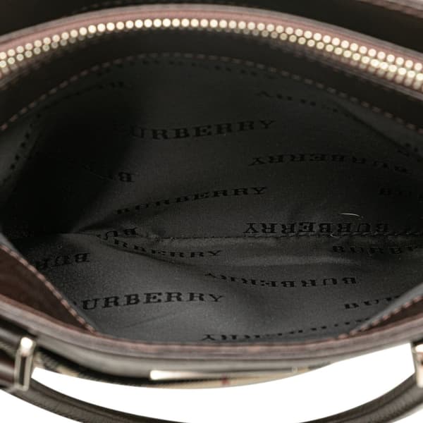 Pre-owned Burberry House Check Canvas Handbag Brown