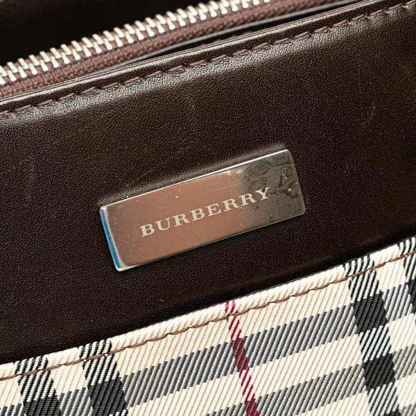 Pre-owned Burberry House Check Canvas Handbag Brown