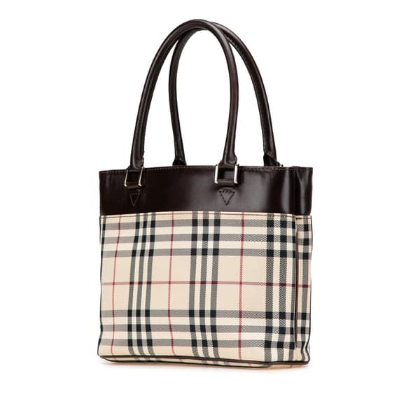 Pre-owned Burberry House Check Canvas Handbag Brown