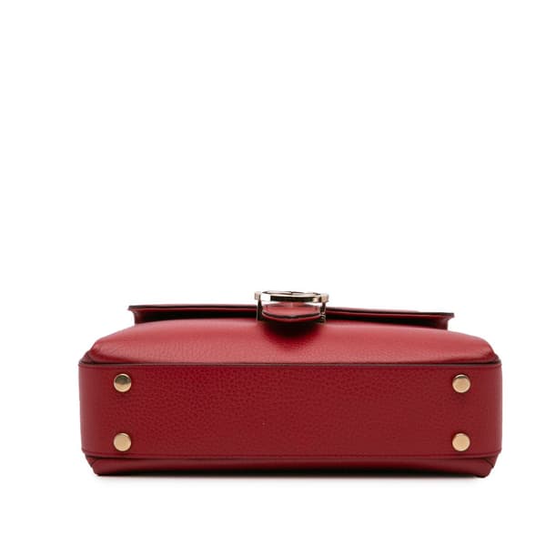 Pre-owned Gucci Small Dollar Calf Interlocking G Satchel Red