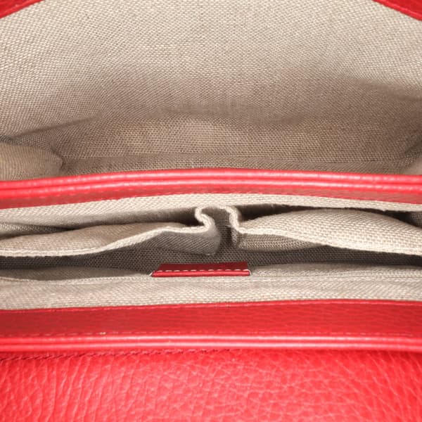 Pre-owned Gucci Small Dollar Calf Interlocking G Satchel Red
