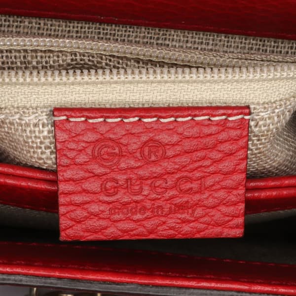 Pre-owned Gucci Small Dollar Calf Interlocking G Satchel Red