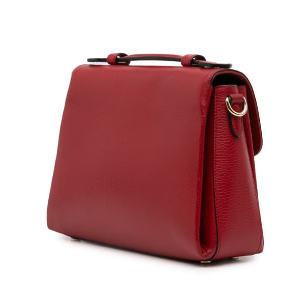 Pre-owned Gucci Small Dollar Calf Interlocking G Satchel Red