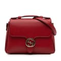 Miniatyrbild 1 av 10: Pre-owned Gucci Small Dollar Calf Interlocking G Satchel Red