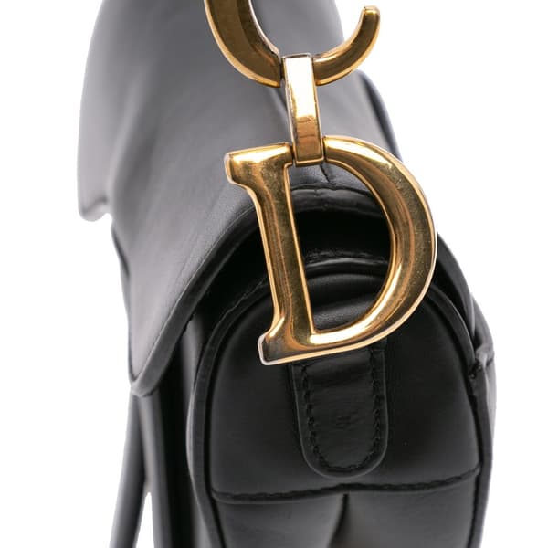 Pre-owned Dior Mini Ultra Matte Calfskin Saddle Bag Black
