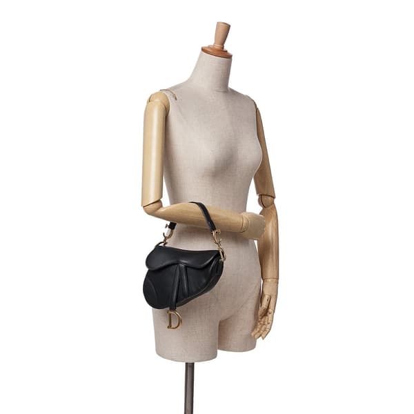 Pre-owned Dior Mini Ultra Matte Calfskin Saddle Bag Black