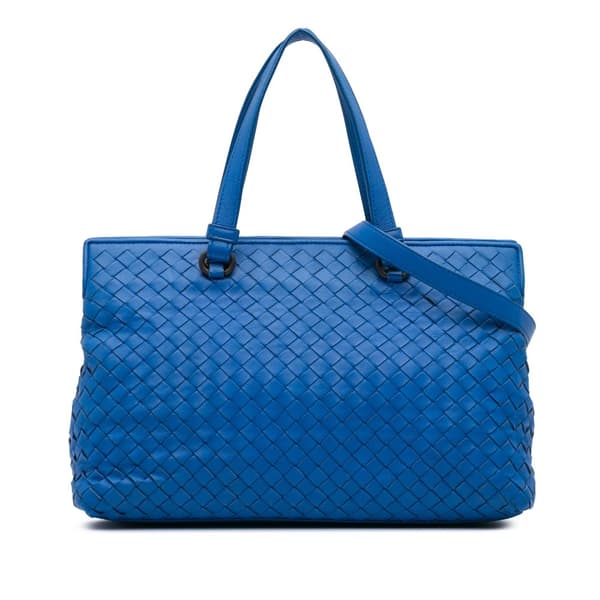 Pre-owned Bottega Veneta Nappa Intrecciato Satchel Blue