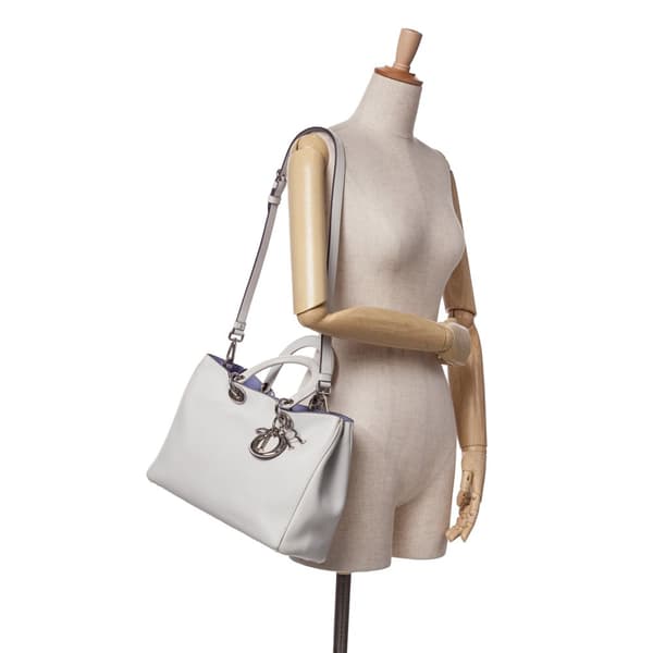 Pre-owned Dior Medium Leather Diorissimo Satchel Purple