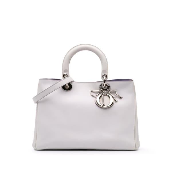 Pre-owned Dior Medium Leather Diorissimo Satchel Purple