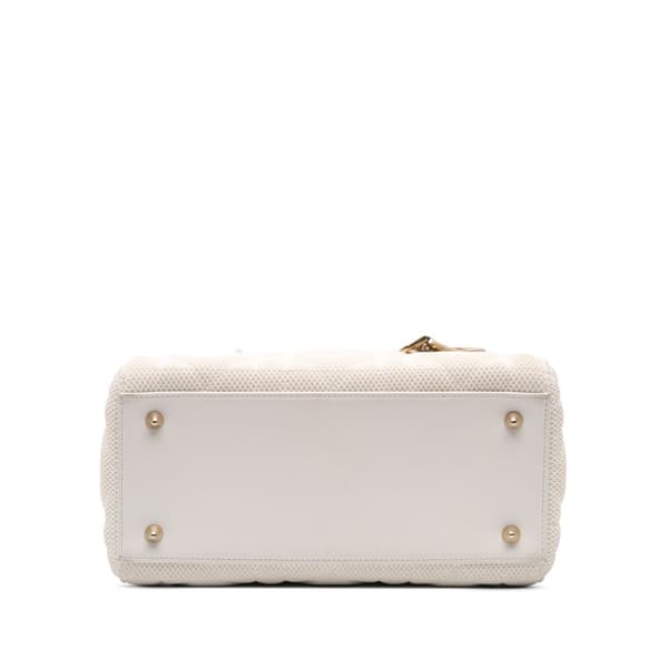 Pre-owned Dior Medium Mesh Cannage Lady Dior White