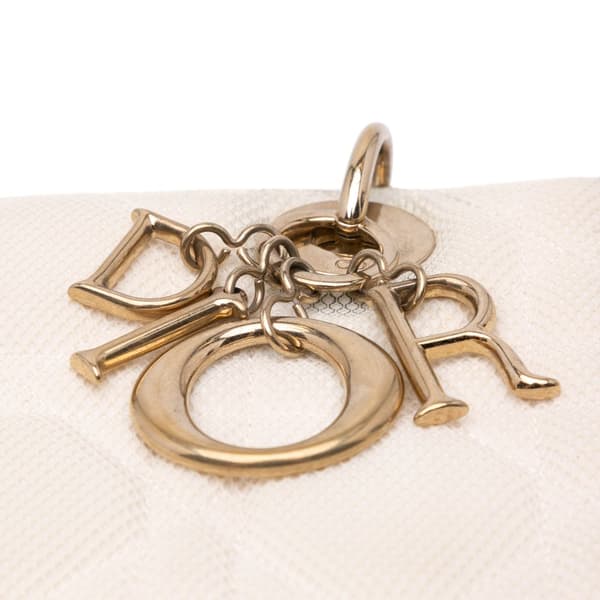 Pre-owned Dior Medium Mesh Cannage Lady Dior White