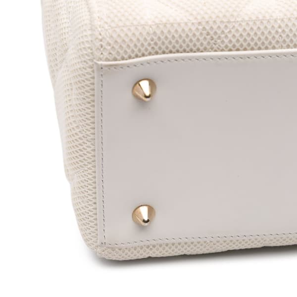 Pre-owned Dior Medium Mesh Cannage Lady Dior White
