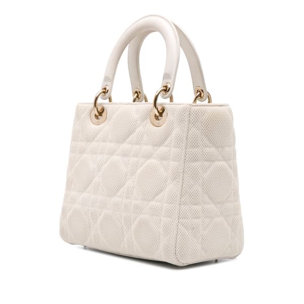 Pre-owned Dior Medium Mesh Cannage Lady Dior White