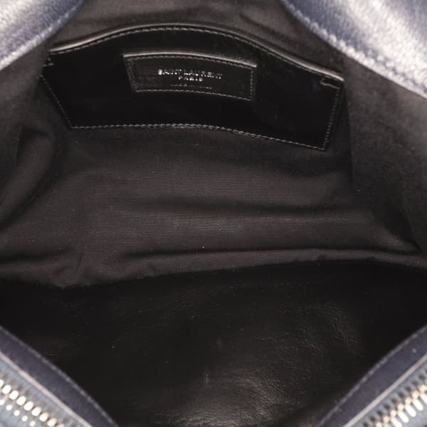 Pre-owned Saint Laurent Large Sheepskin Chevron Monogram College Satchel Blue