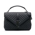Pikkukuva 1 / 10: Pre-owned Saint Laurent Large Sheepskin Chevron Monogram College Satchel Blue