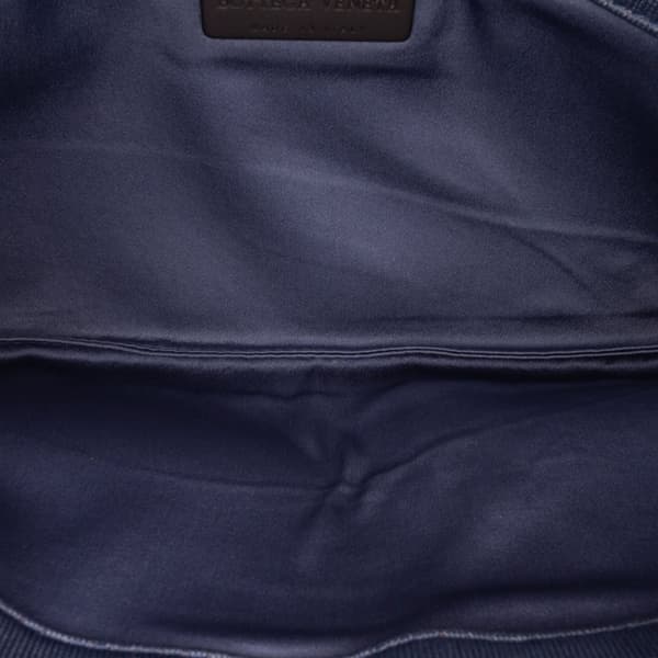 Pre-owned Bottega Veneta Canvas Intrecciato Buckle Flap Handbag Blue