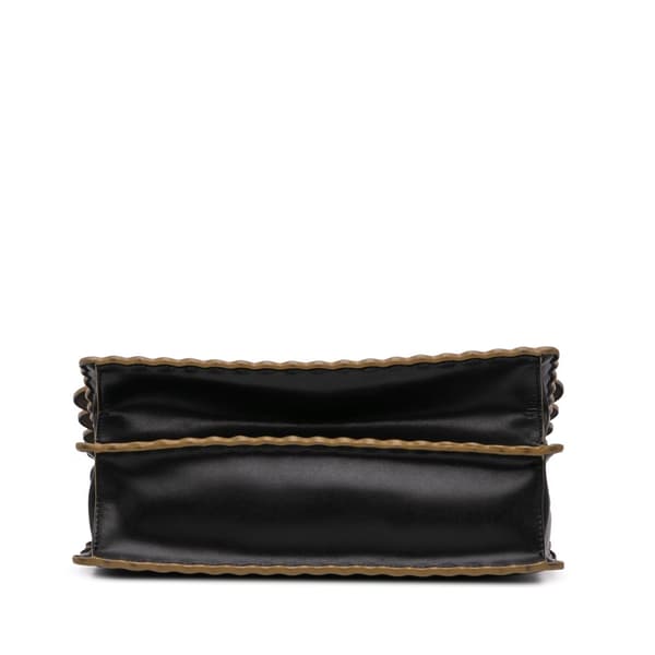Pre-owned Fendi Medium Scalloped Leather Kan I Satchel Black