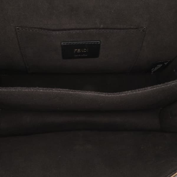 Pre-owned Fendi Medium Scalloped Leather Kan I Satchel Black