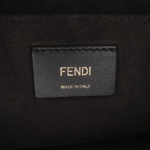 Pre-owned Fendi Medium Scalloped Leather Kan I Satchel Black