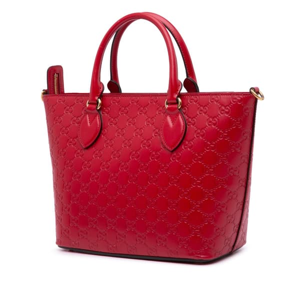 Pre-owned Gucci Small Guccissima Convertible Tote Red