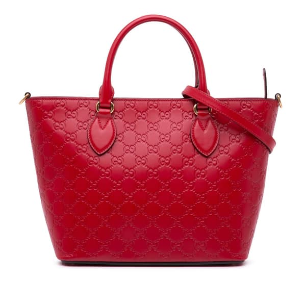 Pre-owned Gucci Small Guccissima Convertible Tote Red