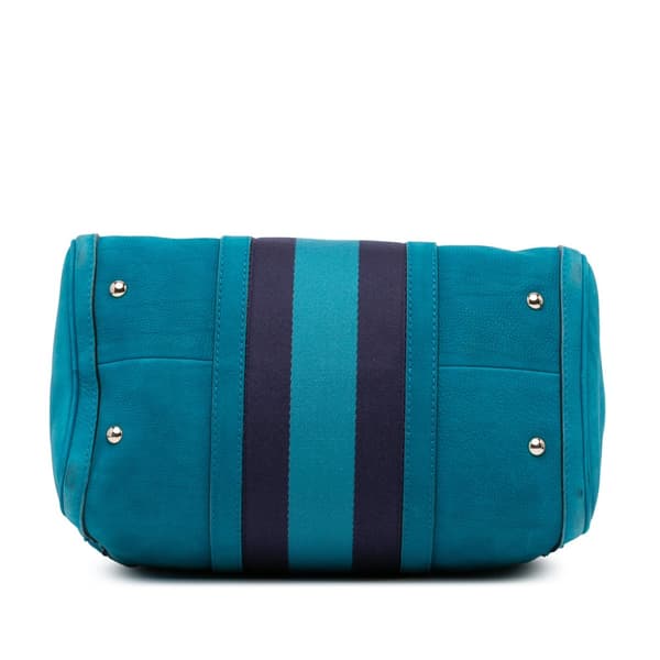 Pre-owned Gucci Nubuck Web Joy Satchel Blue
