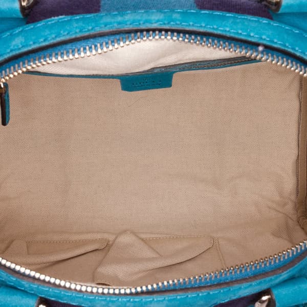 Pre-owned Gucci Nubuck Web Joy Satchel Blue