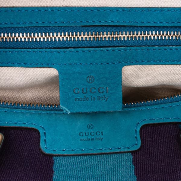 Pre-owned Gucci Nubuck Web Joy Satchel Blue