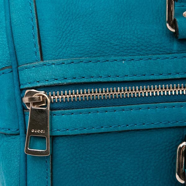Pre-owned Gucci Nubuck Web Joy Satchel Blue