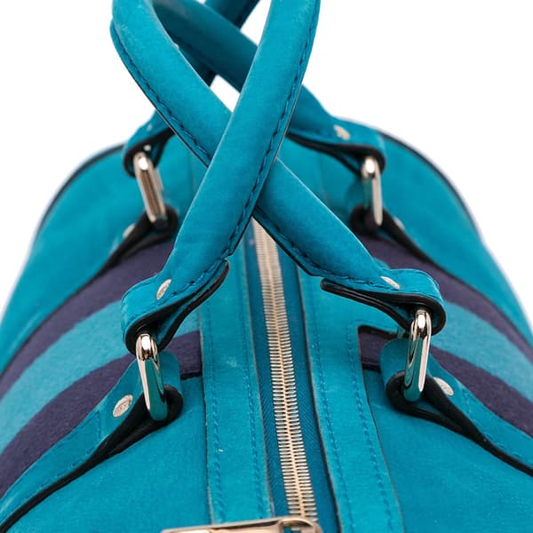 Pre-owned Gucci Nubuck Web Joy Satchel Blue