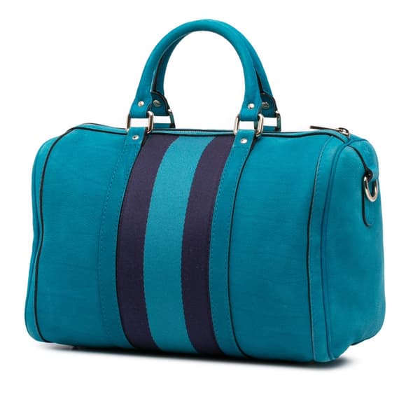 Pre-owned Gucci Nubuck Web Joy Satchel Blue