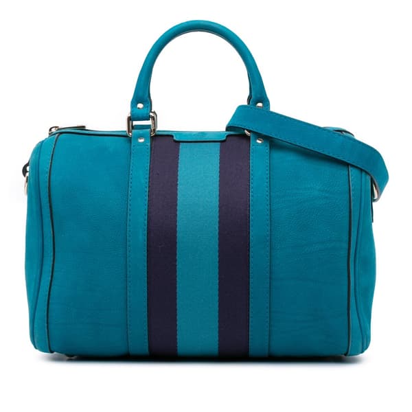 Pre-owned Gucci Nubuck Web Joy Satchel Blue