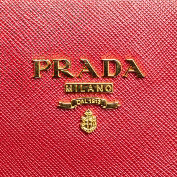 Pre-owned Prada Bicolor Soft Calf Trimmed Saffiano Satchel Red